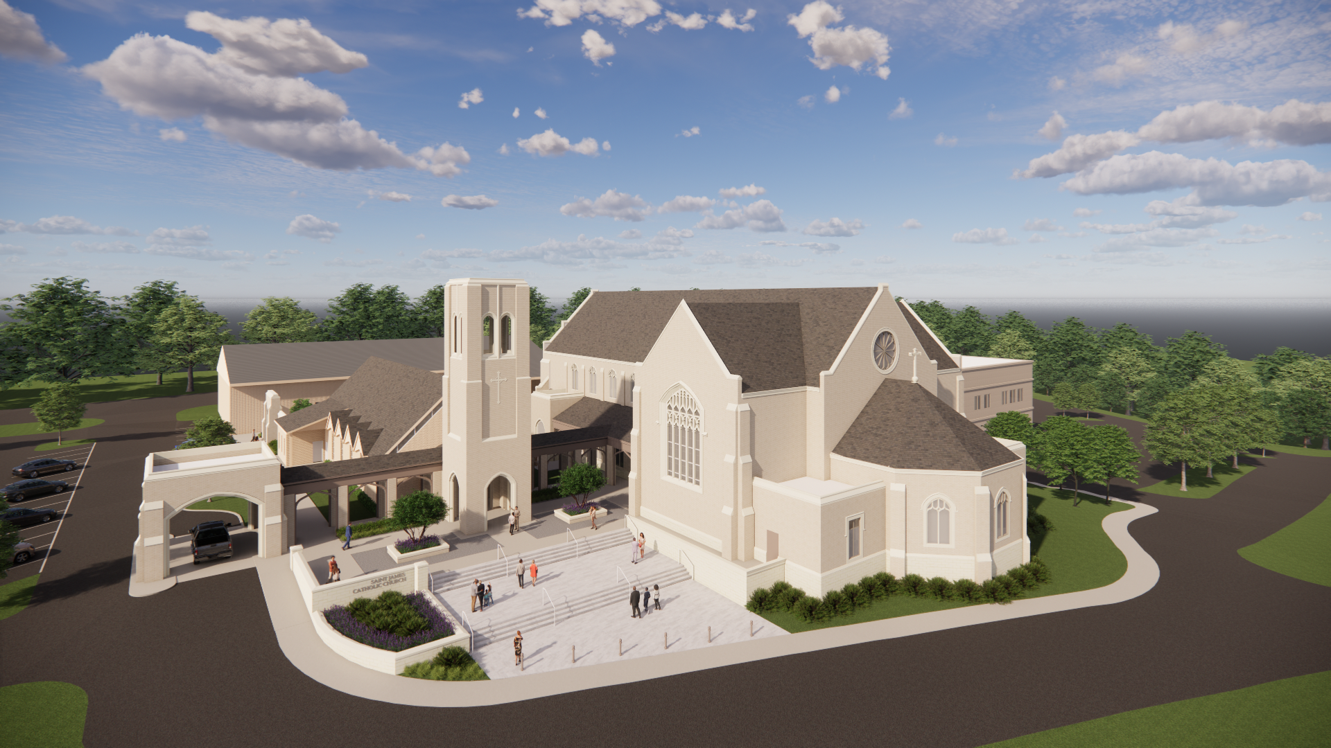Birds Eye View of New Church Concept